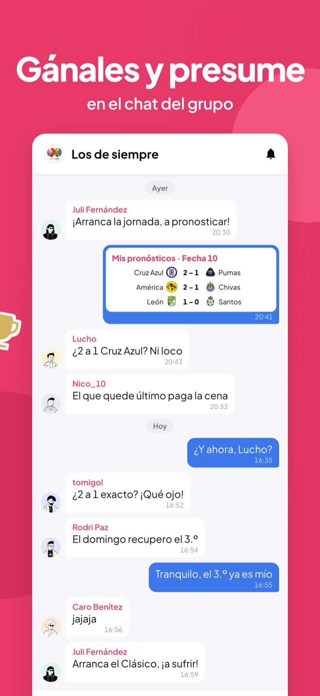 Gánales y presume en el chat del grupo